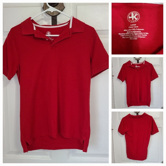 (1561) J. Khakis Youths Short Sleeve Polo Shirt, Size: Large Color: Red (NWOT) - Picture 1 of 14